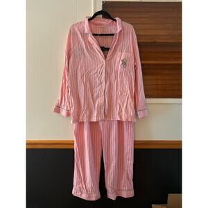 Victoria’s Secret Pink Striped Pajama PJ Set Lightweight Women's Size large